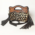 OHLAY Hand-Tooled Hair-On Leather Clutch
