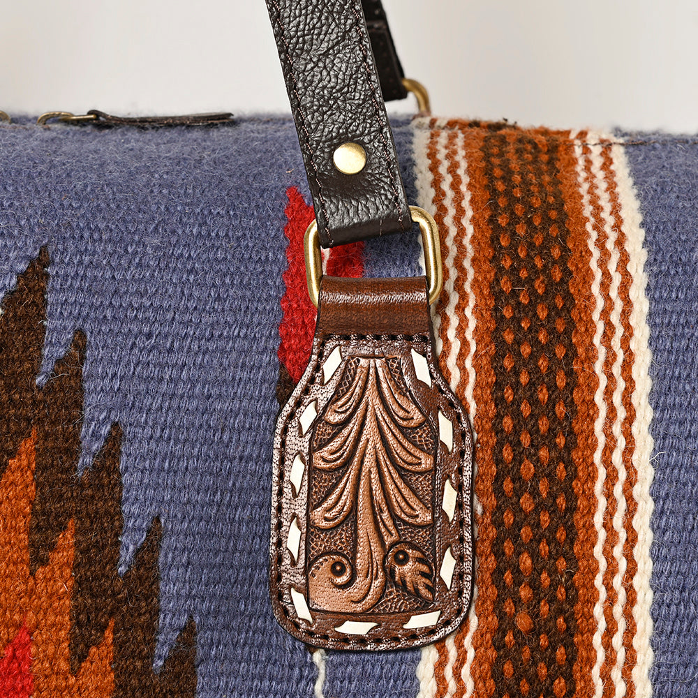 Ohlay Duffel Hand Tooled Upcycled Wool Genuine Leather