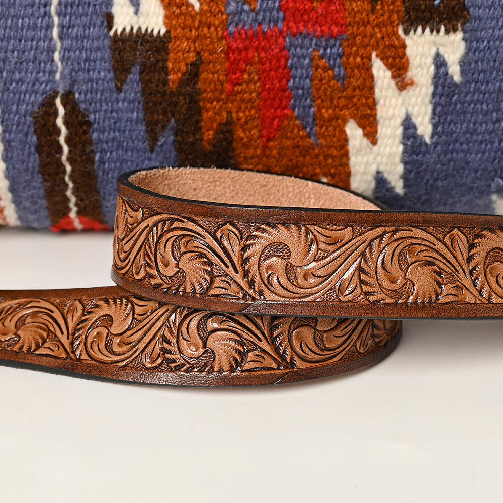 Ohlay Duffel Hand Tooled Upcycled Wool Genuine Leather