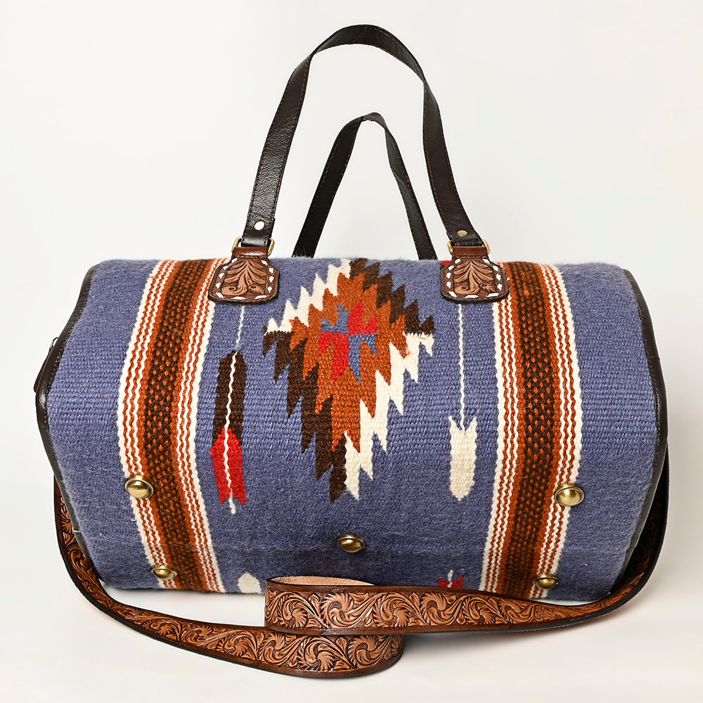 Ohlay Duffel Hand Tooled Upcycled Wool Genuine Leather