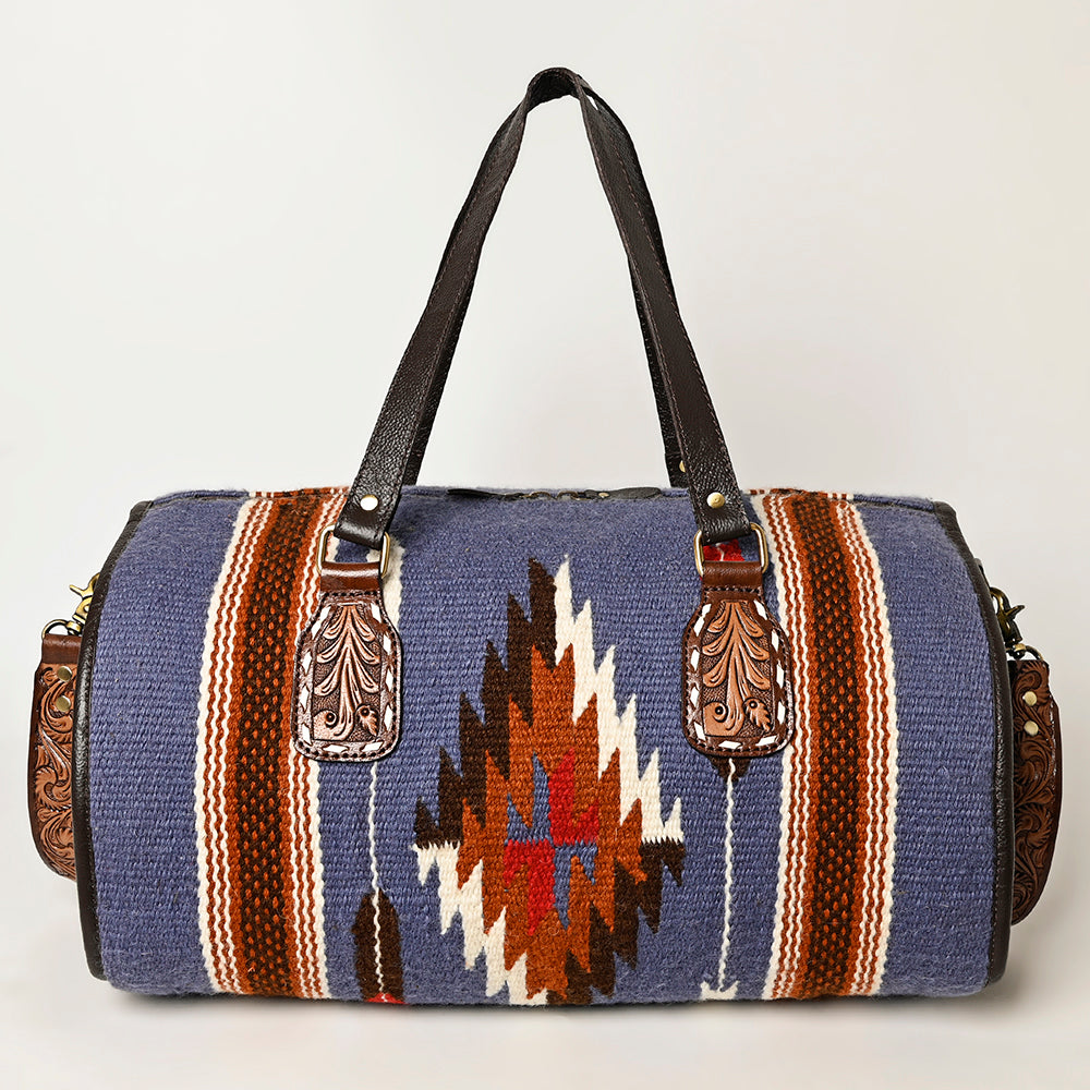 Ohlay Duffel Hand Tooled Upcycled Wool Genuine Leather