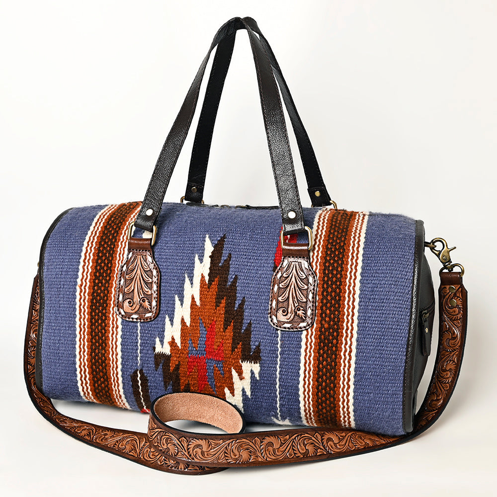 Ohlay Duffel Hand Tooled Upcycled Wool Genuine Leather