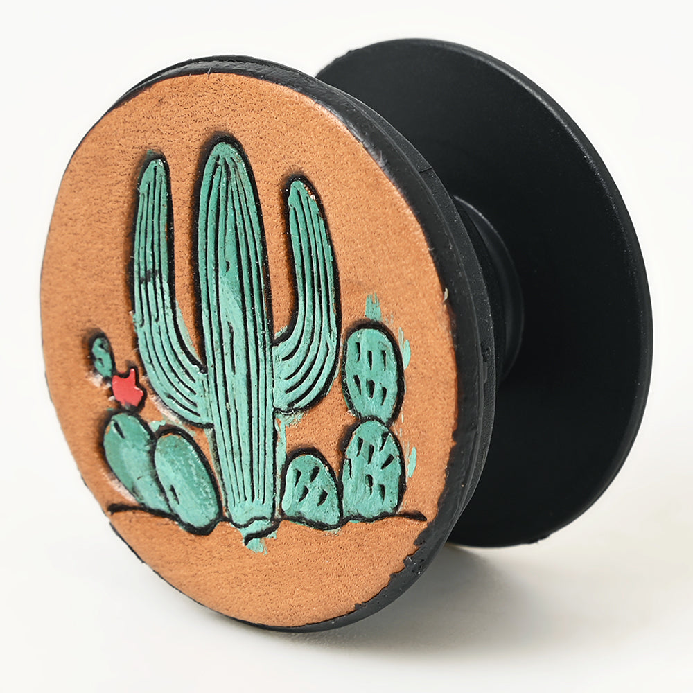 American Darling Hand Tooled Painted Pop Phone Grip Stand Holder Tan