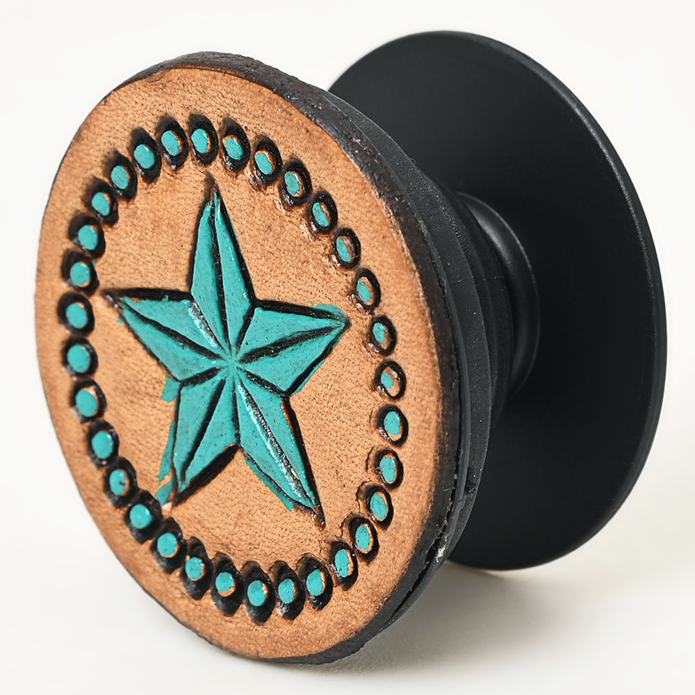 American Darling Hand Tooled Painted Pop Phone Grip Stand Holder Tan