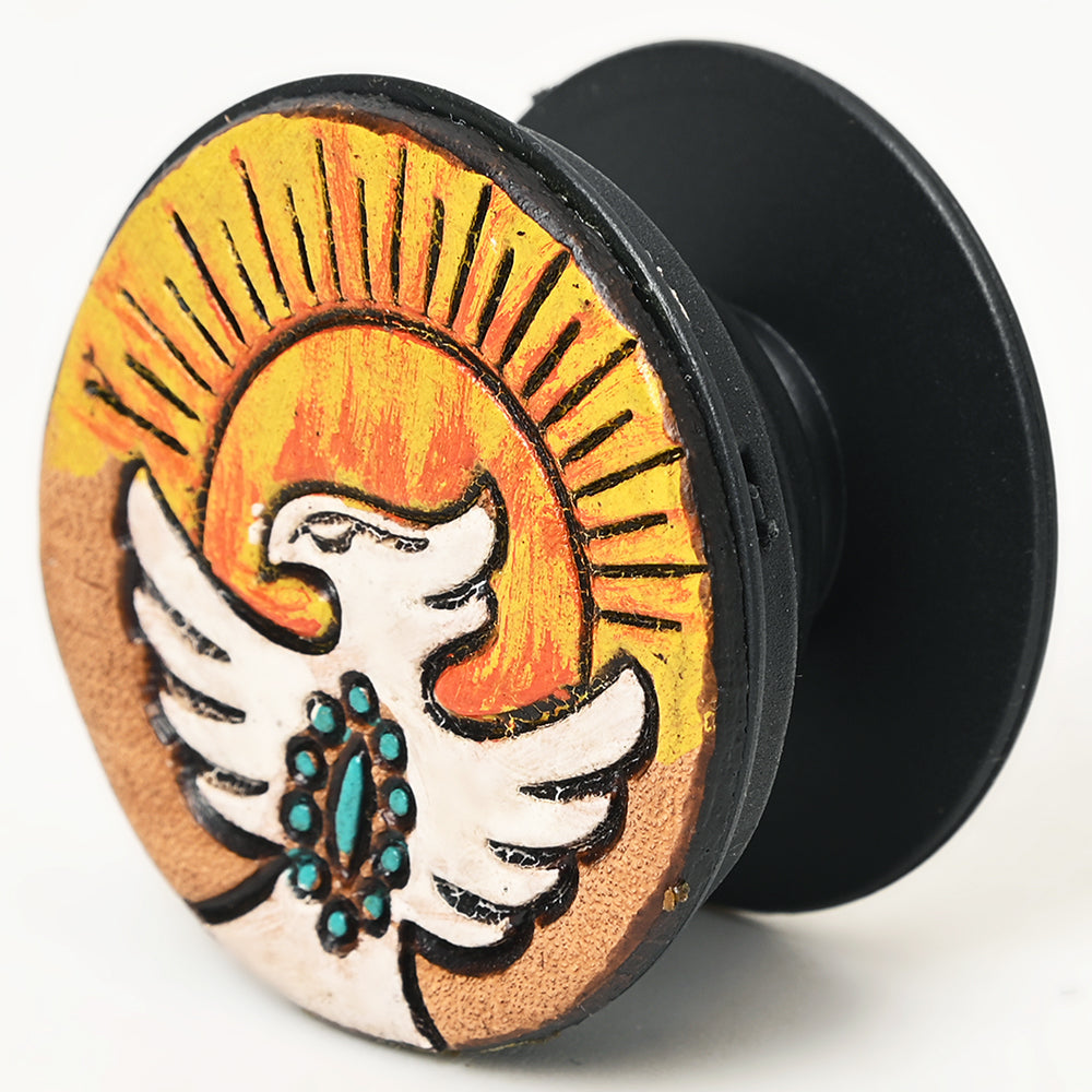 American Darling Hand Tooled Painted Pop Phone Grip Stand Holder Tan