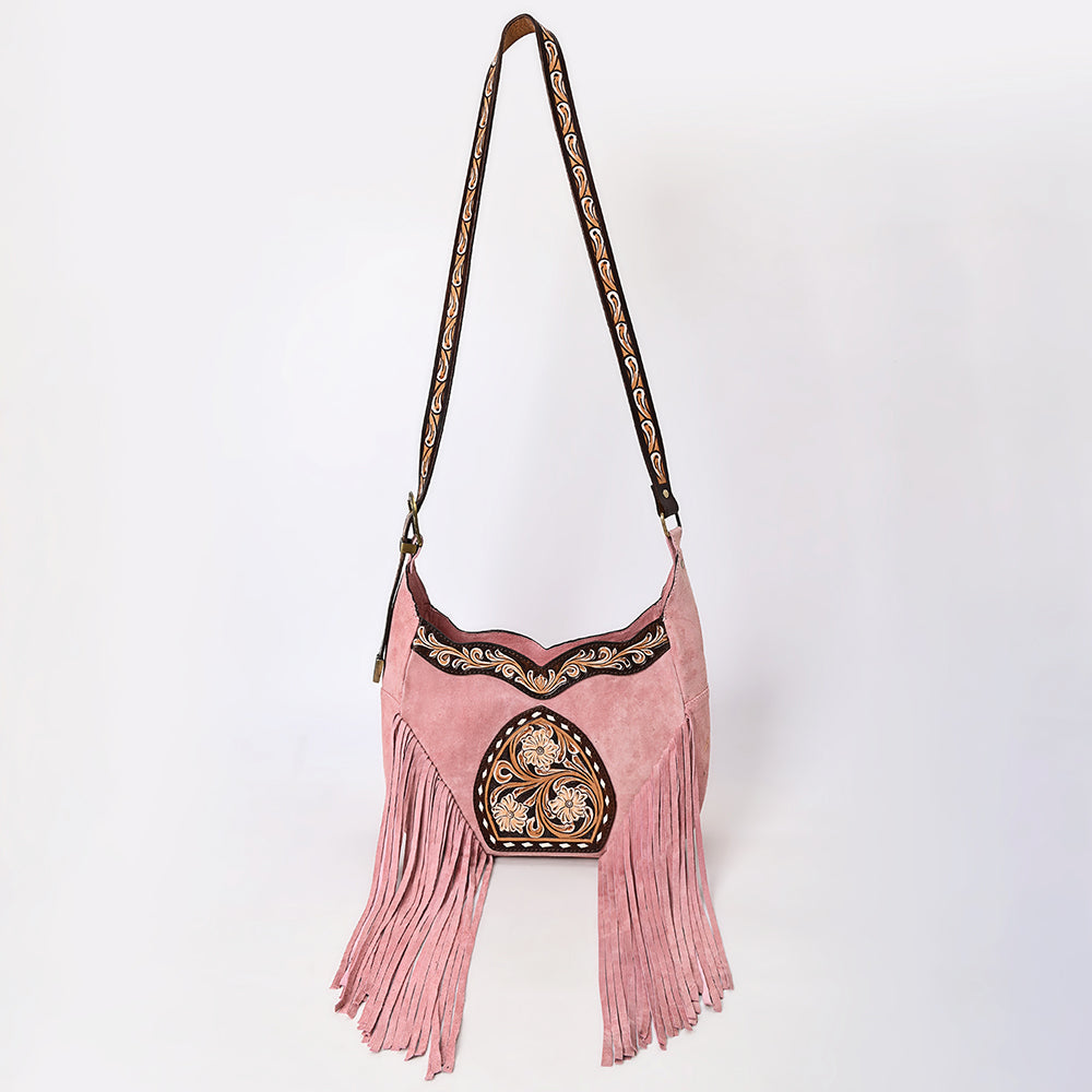 American Darling Fringed Hobo Bag Genuine Leather Hand Tooled Floral Carved Buck Stitched Western Purse YKK Zipper