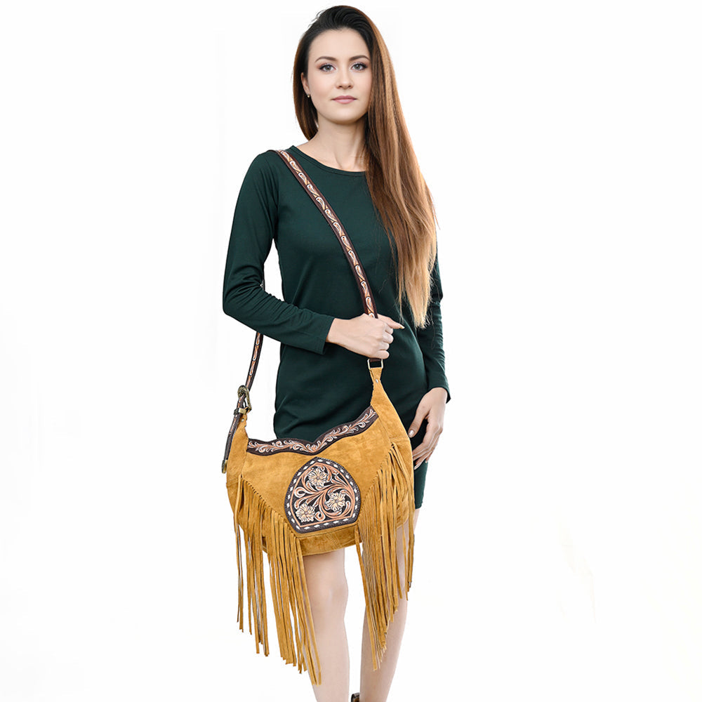 American Darling Crossbody Hand Tooled Genuine Leather