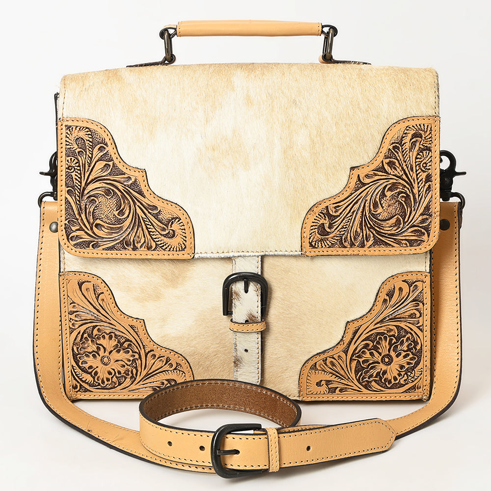 American Darling Briefcase Hand Tooled Hair on Genuine Leather Western Women Bag Handbag Purse | Travel Bags College Casual