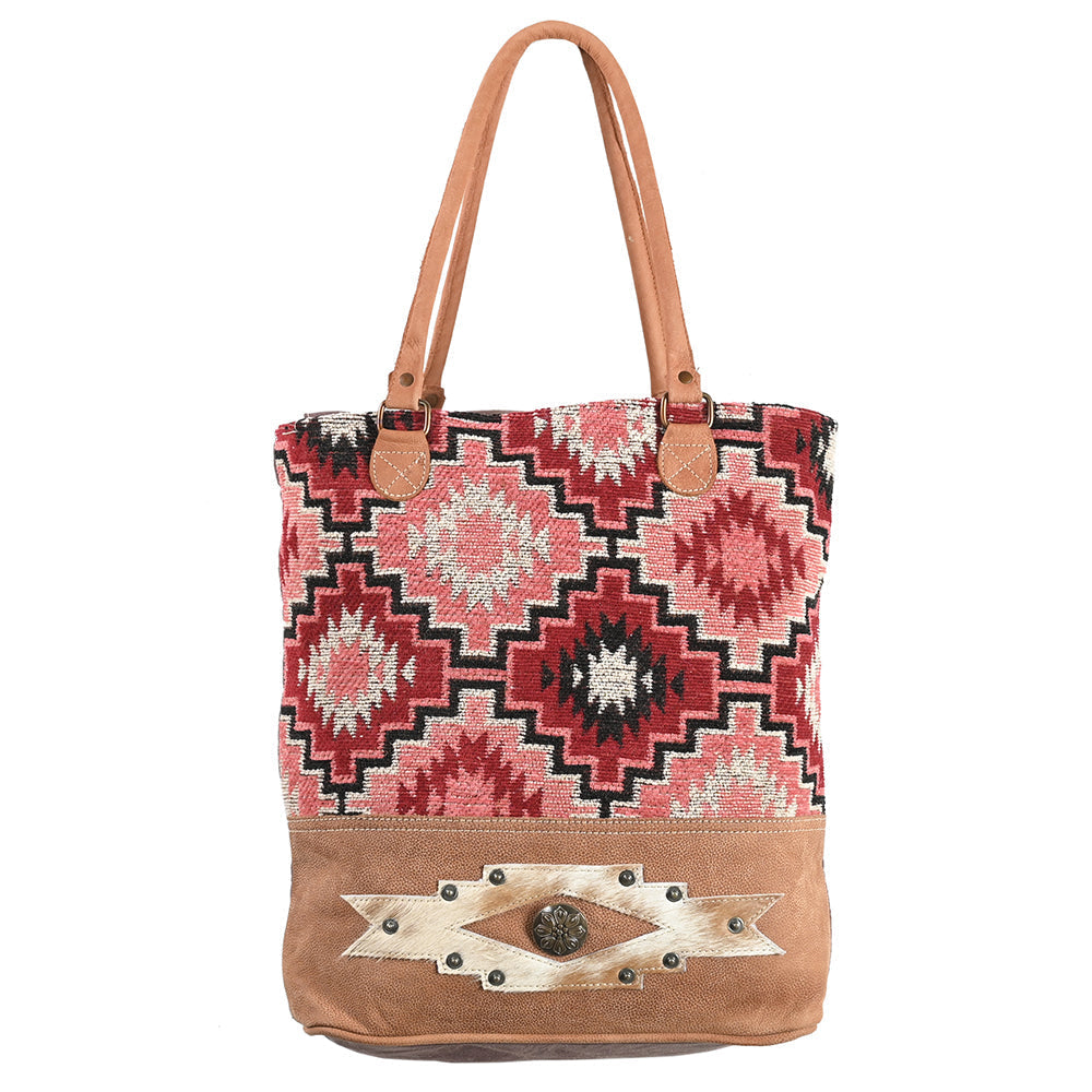 Ohlay Tote Upcycled Wool Upcycled Canvas Hair-on Genuine Leather