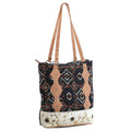 OHLAY Upcycled Wool Canvas Hair-On Genuine Leather Tote