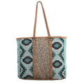 OHLAY Upcycled Wool Canvas Embossed Genuine Leather Tote
