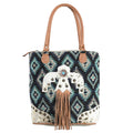 OHLAY Upcycled Wool Canvas Hair-On Genuine Leather Tote