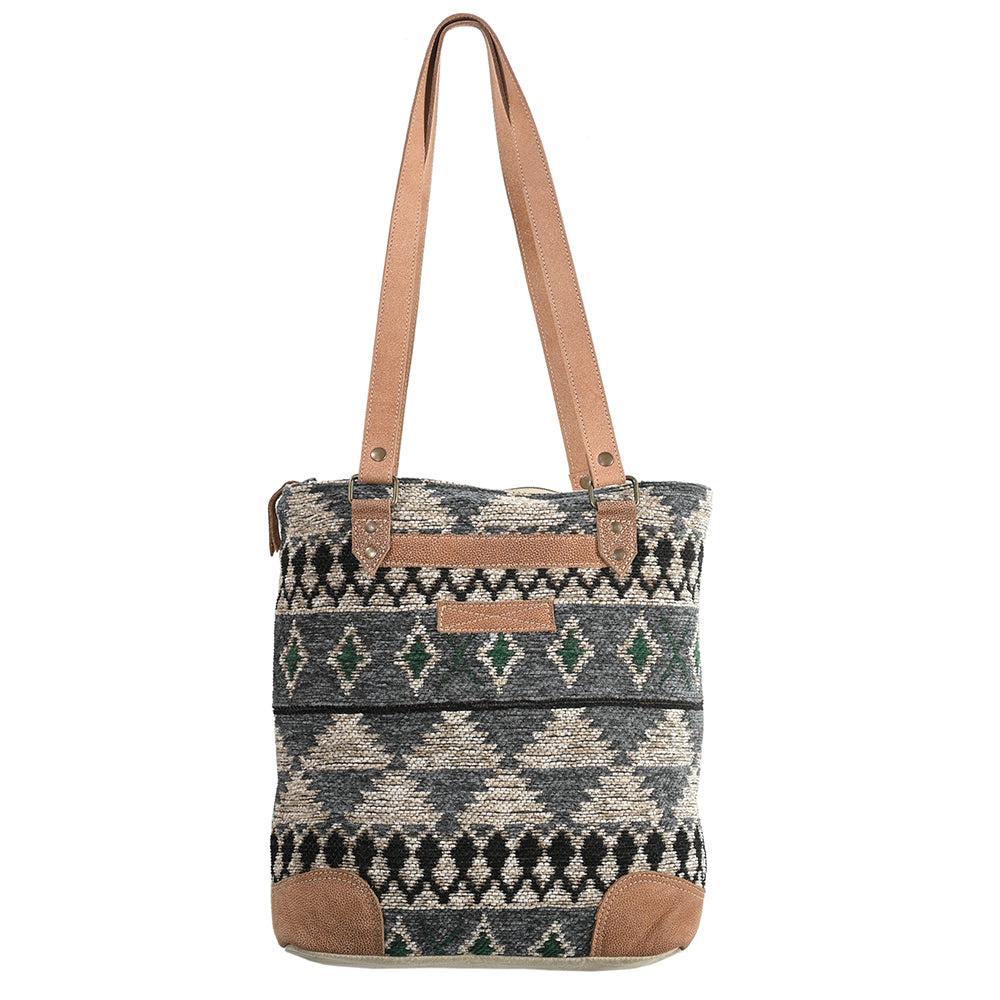 OHLAY Upcycled Wool Canvas Genuine Leather Tote