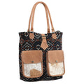 OHLAY Upcycled Wool Canvas Hair-On Genuine Leather Tote