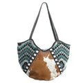OHLAY Upcycled Wool Canvas Hair-On Genuine Leather Tote