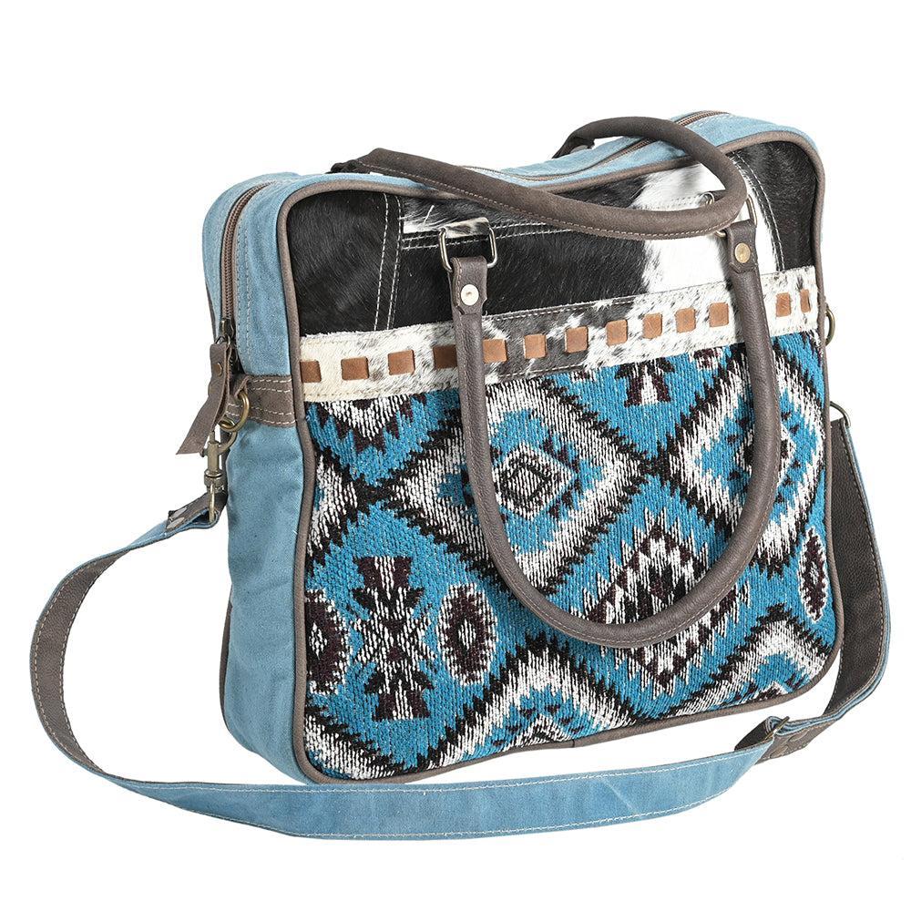 OHLAY Upcycled Wool Canvas Hair-On Genuine Leather Tote
