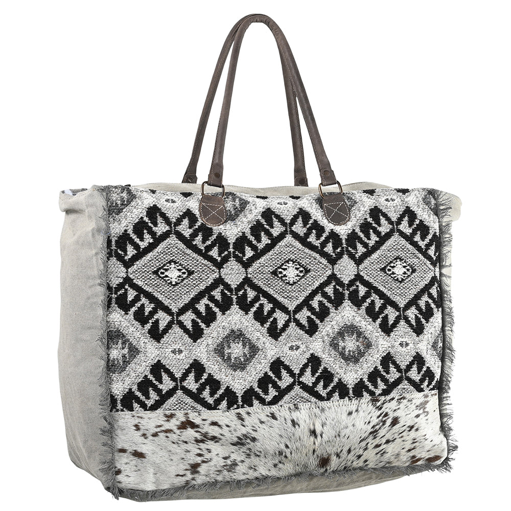 Ohlay Weekender Upcycled Wool Upcycled Canvas Hair-on Genuine Leather