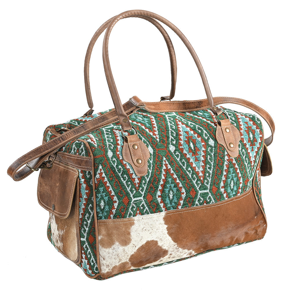OHLAY Upcycled Wool Hair-On Genuine Leather Duffel Bag