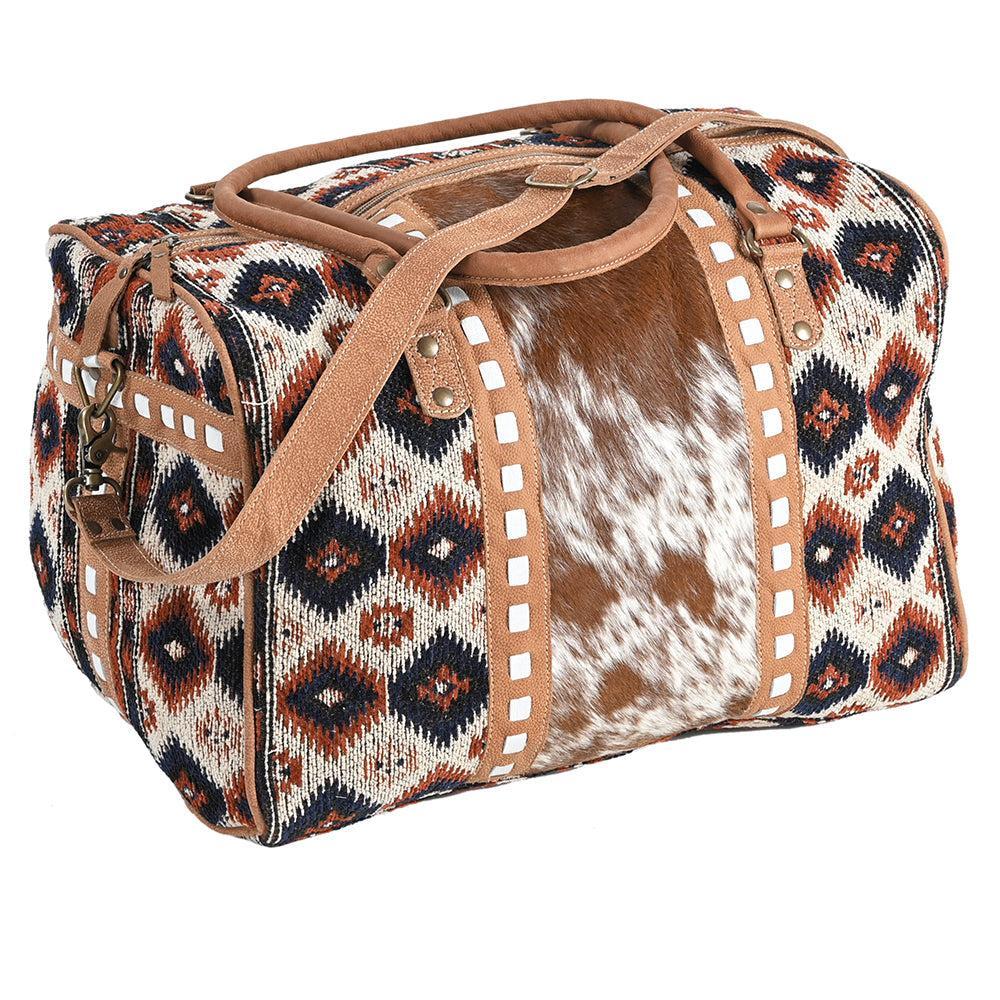 OHLAY Upcycled Wool Hair-On Genuine Leather Duffel Bag