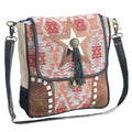 OHLAY Upcycled Wool Canvas Hair-On Genuine Leather Crossbody Bag