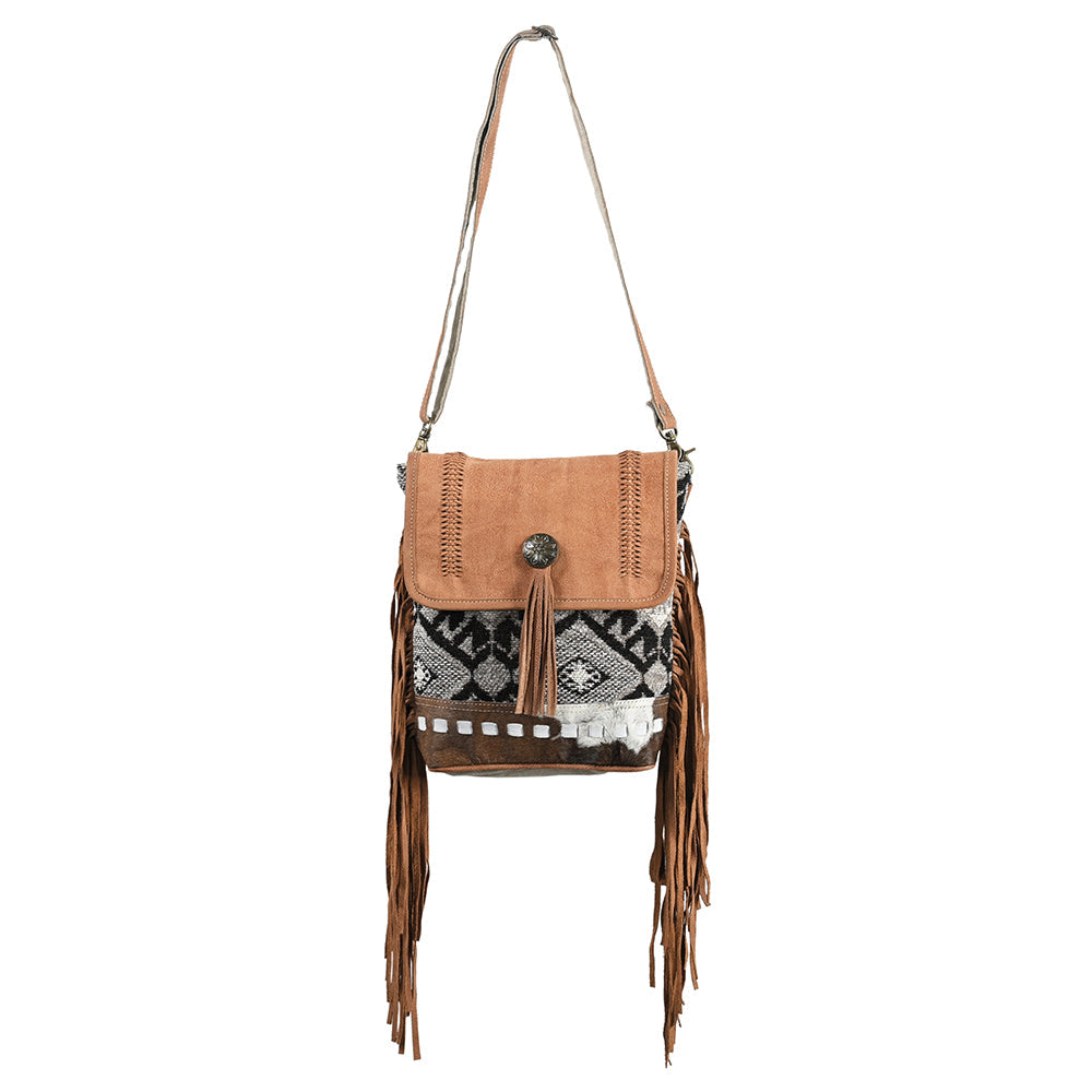 Ohlay Crossbody Upcycled Wool Upcycled Canvas Hair-On Genuine Leather