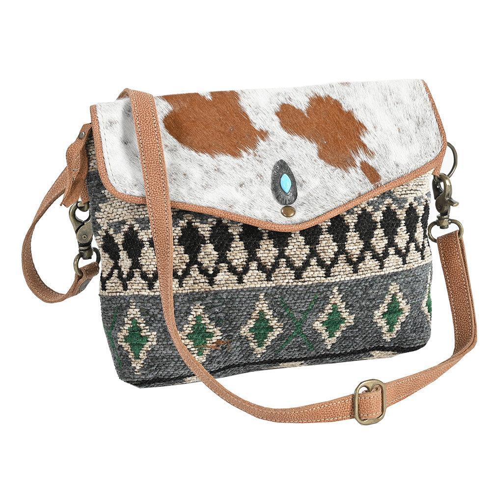 OHLAY Upcycled Wool Hair-On Leather Envelope Bag