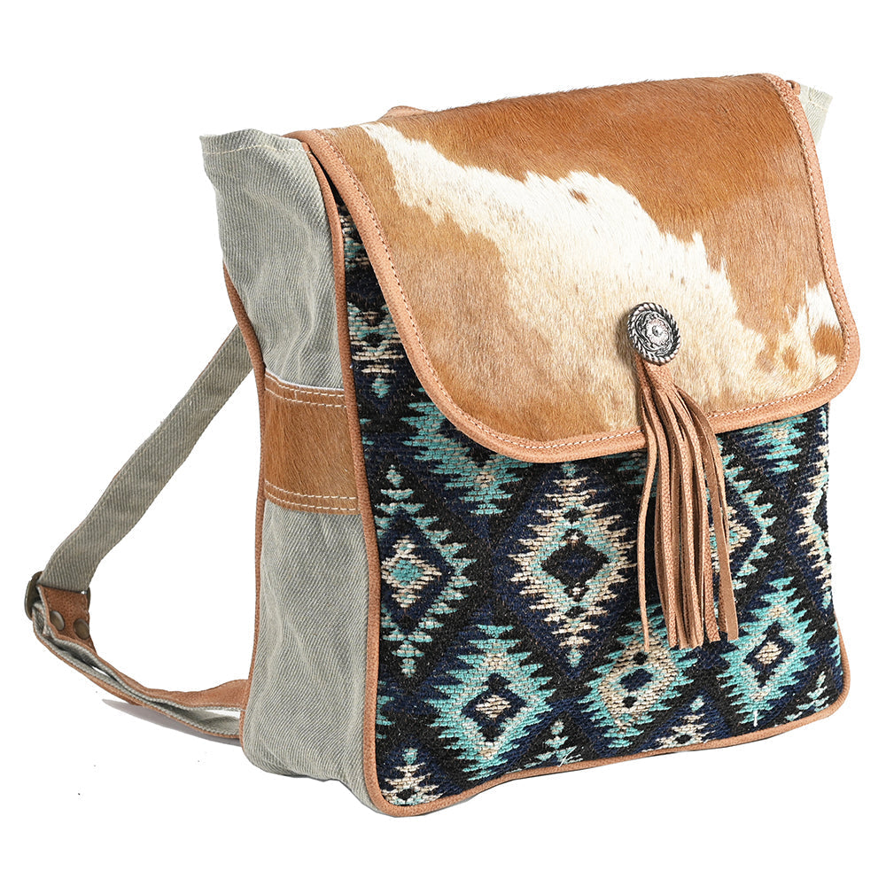 Ohlay Backpack Upcycled Wool Upcycled Canvas Hair-On Genuine Leather