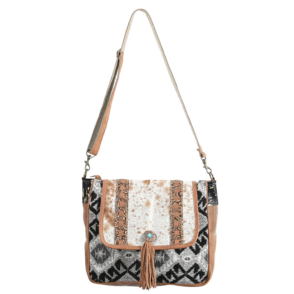 Ohlay Crossbody Embossed Upcycled Wool Upcycled Canvas Hair-On Genuine Leather