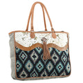 OHLAY Upcycled Wool Canvas Embossed Hair-On Genuine Leather Tote