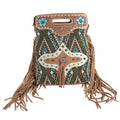 OHLAY Hand-Tooled Upcycled Wool Canvas Hair-On Genuine Leather Crossbody Bag