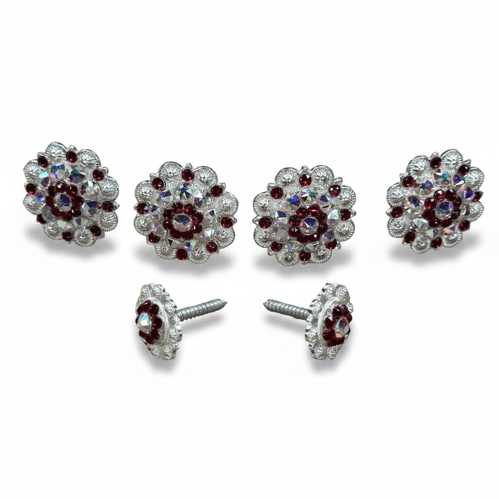 Bright Silver Ruby & AB Saddle Conchos — view 2