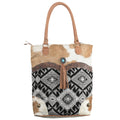 OHLAY Upcycled Wool Canvas Embossed Hair-On Genuine Leather Tote