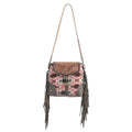 OHLAY Hand-Tooled Upcycled Wool Canvas Genuine Leather Crossbody Bag