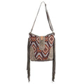 OHLAY Embossed Upcycled Wool Canvas Genuine Leather Crossbody Bag