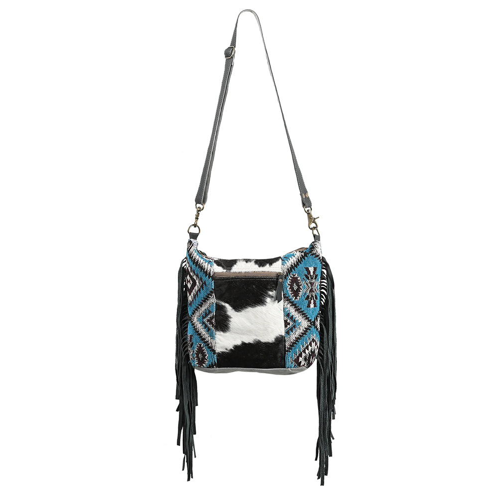 OHLAY Upcycled Wool Canvas Hair-On Genuine Leather Crossbody Bag