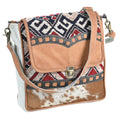 OHLAY Upcycled Wool Canvas Hair-On Genuine Leather Crossbody Bag