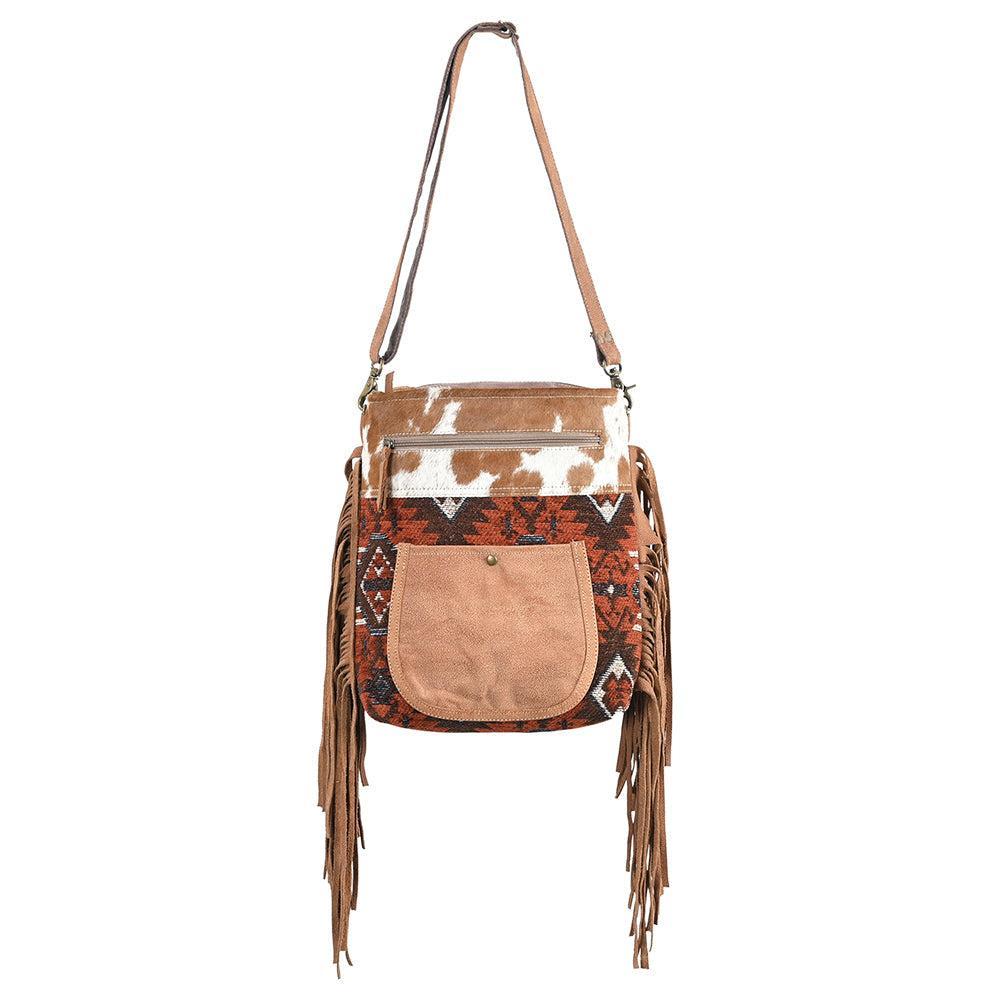 OHLAY Upcycled Wool Canvas Hair-On Genuine Leather Crossbody Bag