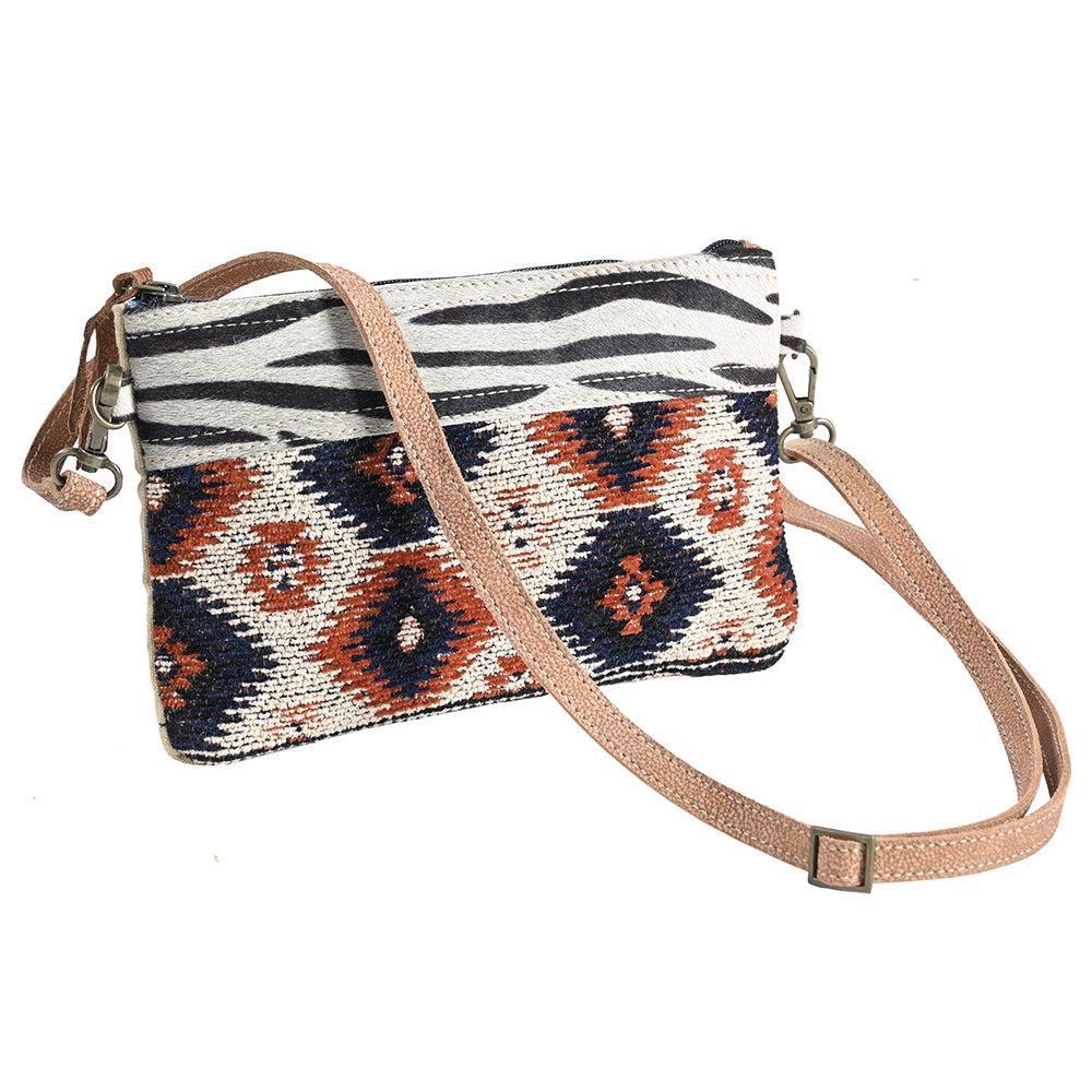 OHLAY Upcycled Wool Hair-On Leather Crossbody Bag