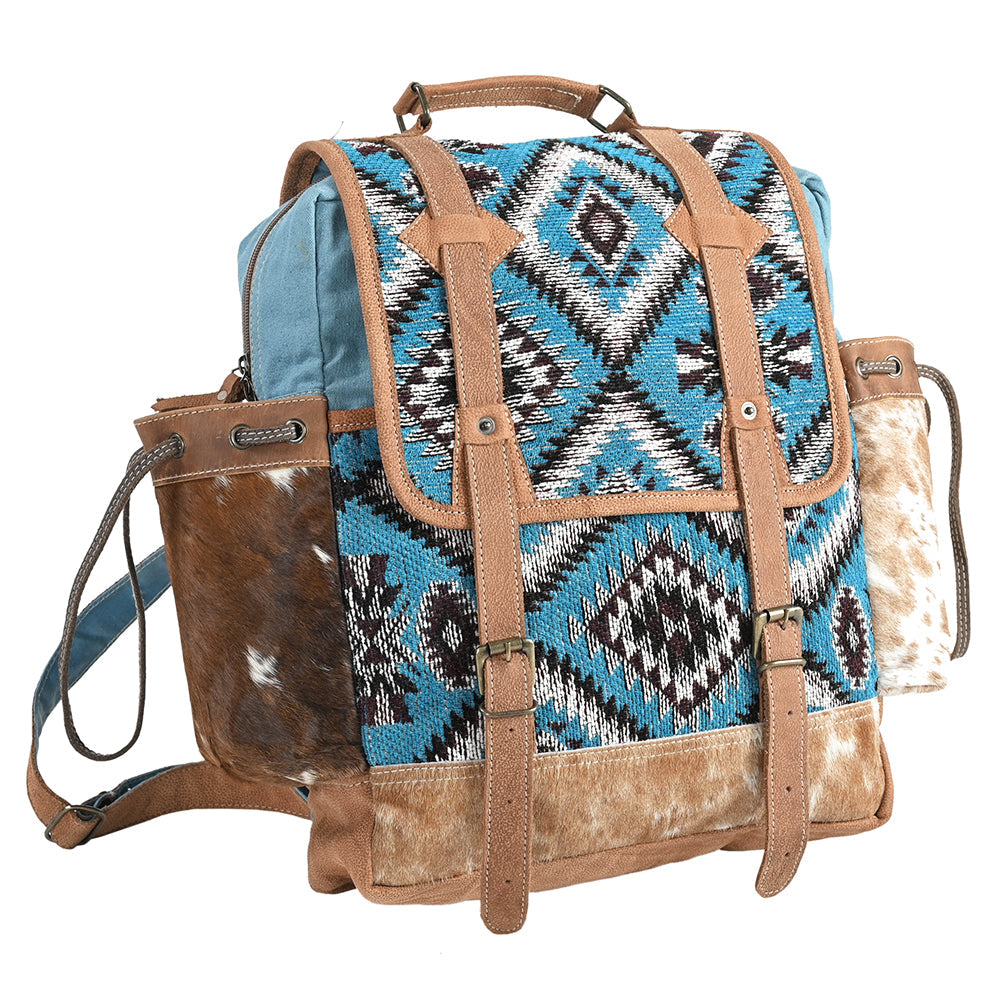 OHLAY Upcycled Wool Canvas Hair-On Genuine Leather Backpack
