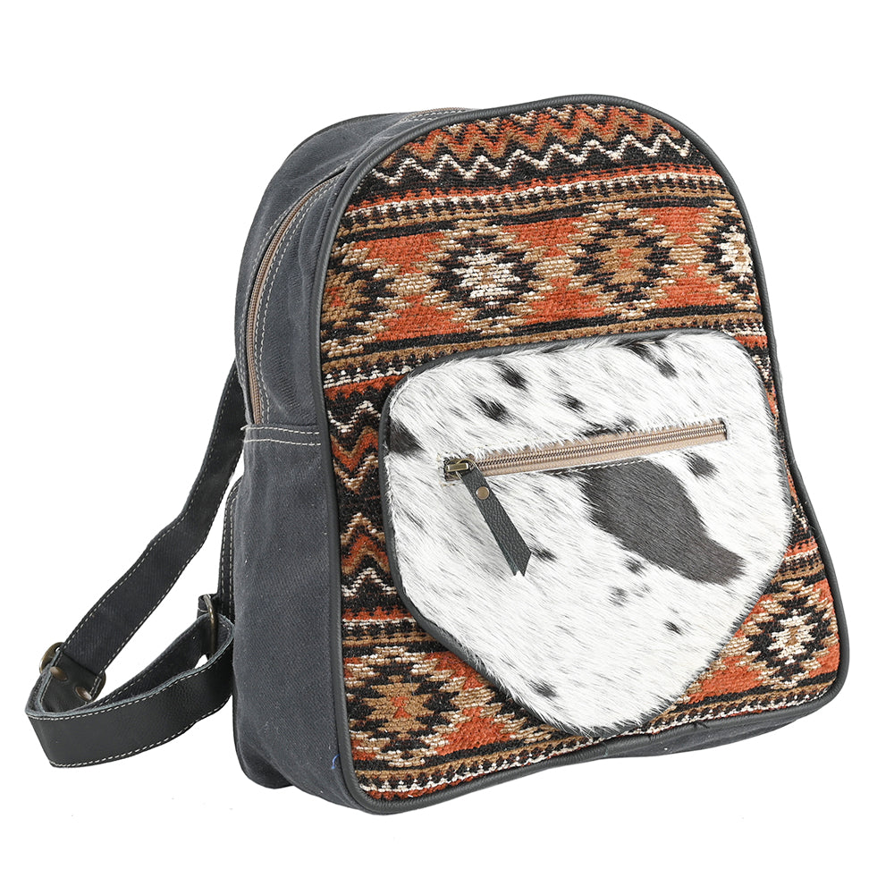 Ohlay Backpack Upcycled Wool Upcycled Canvas Hair-On Genuine Leather