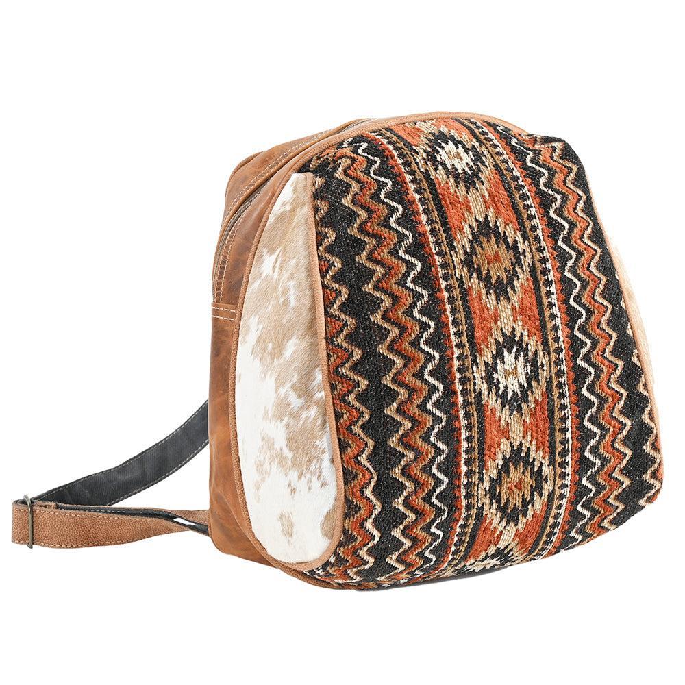 OHLAY Upcycled Wool Canvas Hair-On Genuine Leather Backpack