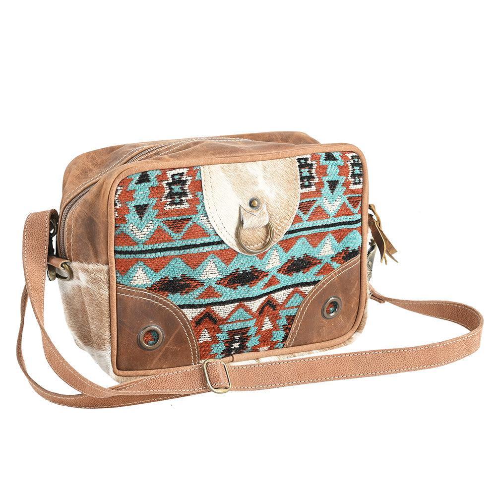 OHLAY Upcycled Wool Hair-On Leather Crossbody Bag