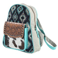 OHLAY Hand-Tooled Upcycled Wool Canvas Hair-On Genuine Leather Backpack