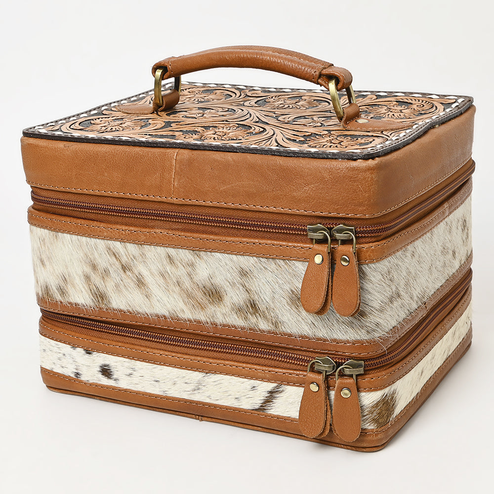 American Darling Jewelry Case Hand Tooled Hair On Genuine Leather Women Bag Western Handbag Purse |