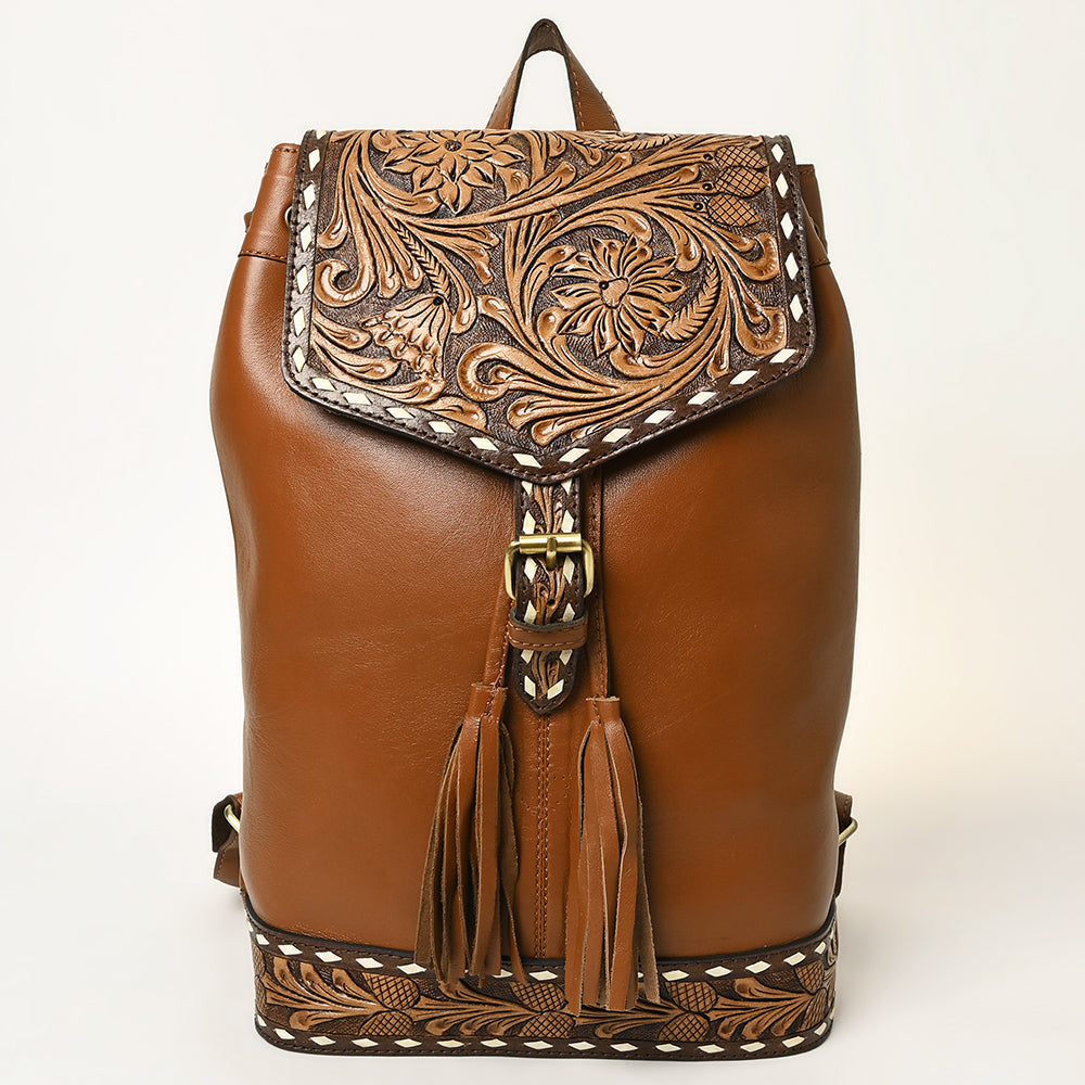 OHLAY Hand-Tooled Leather Backpack