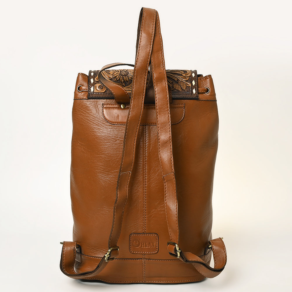 OHLAY Hand-Tooled Leather Backpack