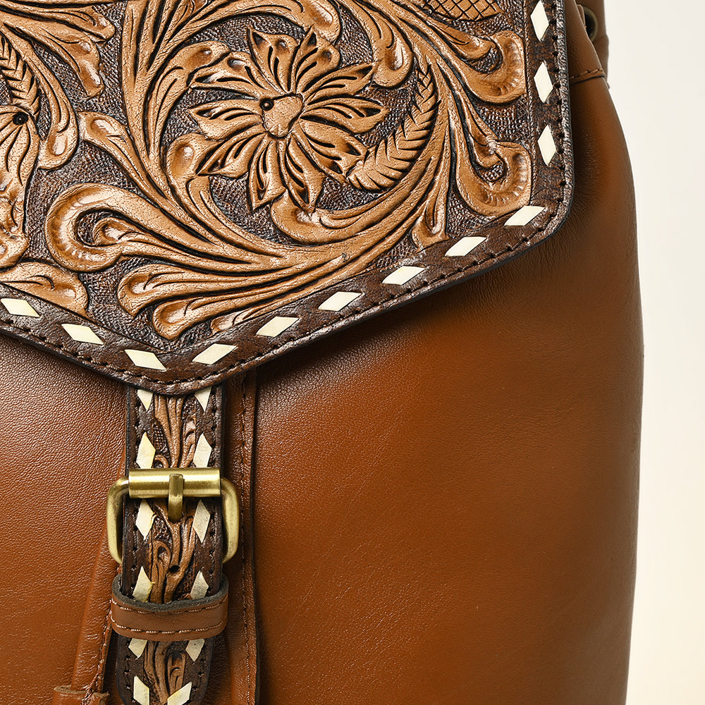 OHLAY Hand-Tooled Leather Backpack