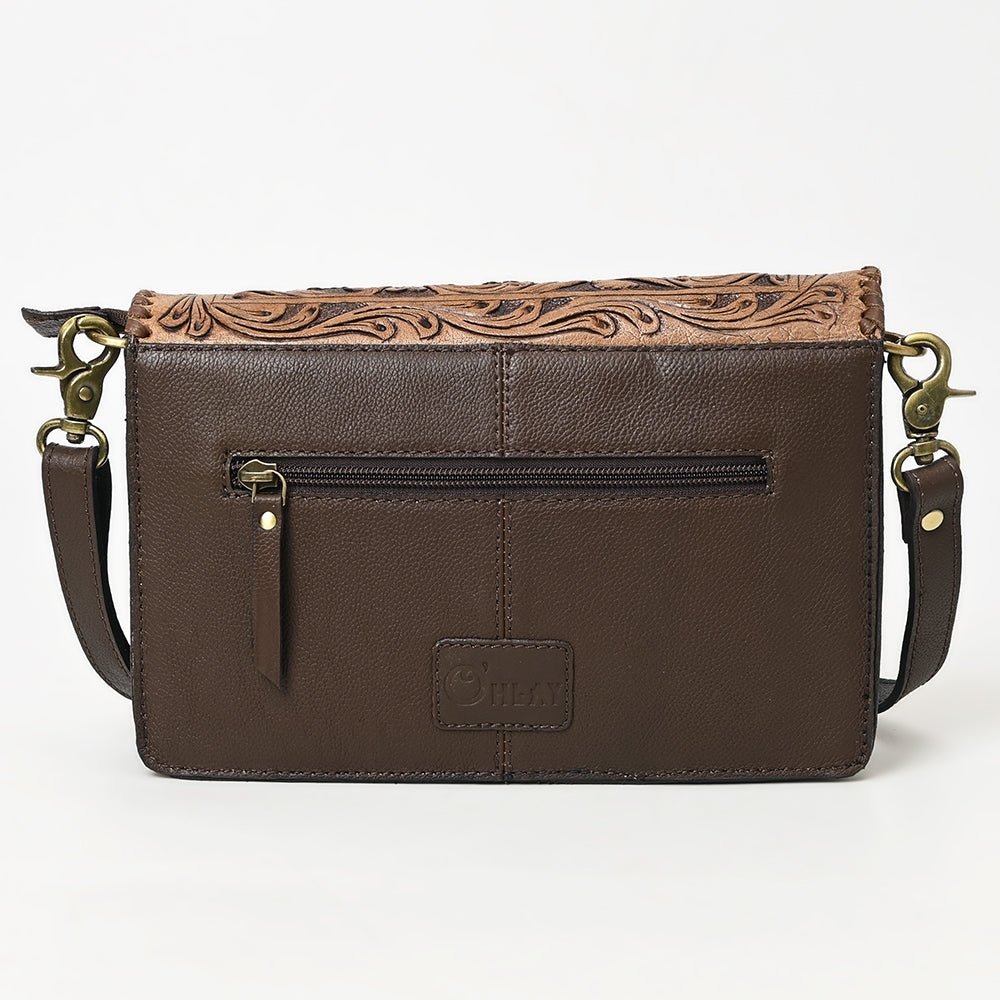 OHLAY Hand-Tooled Leather Crossbody Bag