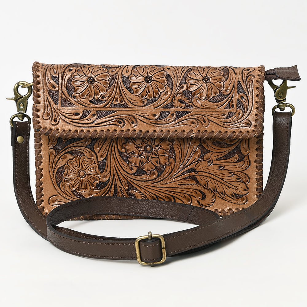 OHLAY Hand-Tooled Leather Crossbody Bag