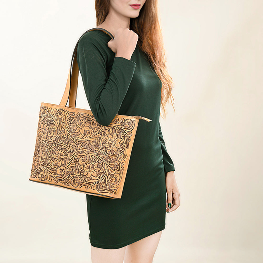 American Darling Tote Hand tooled Genuine Suede Leather Women Bag Western Handbag Purse | Travel Bags